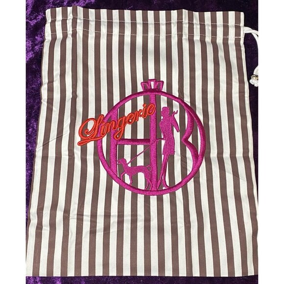 HENRI BENDEL Go Anywhere Travel Storage Lingerie Laundry Bag Embroidered Stripes - Picture 11 of 11